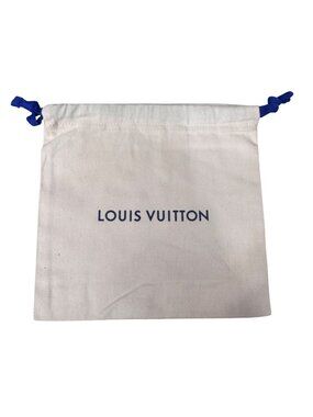 Authentic 8x8 Louis Vuitton Beige Drawstring Dust Bag Storage Blue Ties 8” X 8”